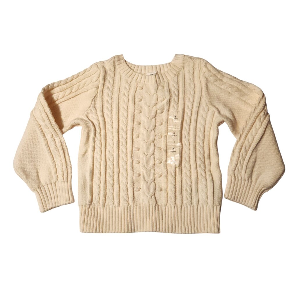 Baby Gap Cable Knit Crewneck Sweater Cream Color Cotton Unisex Size 5yrs.